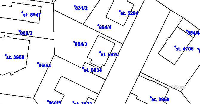 Parcela st. 5426 v KÚ Zlín, Katastrální mapa