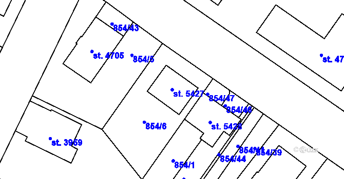 Parcela st. 5427 v KÚ Zlín, Katastrální mapa