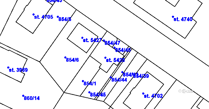 Parcela st. 5428 v KÚ Zlín, Katastrální mapa