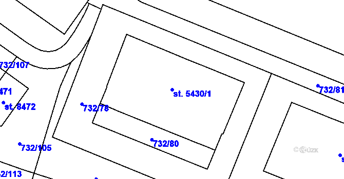 Parcela st. 5430/1 v KÚ Zlín, Katastrální mapa