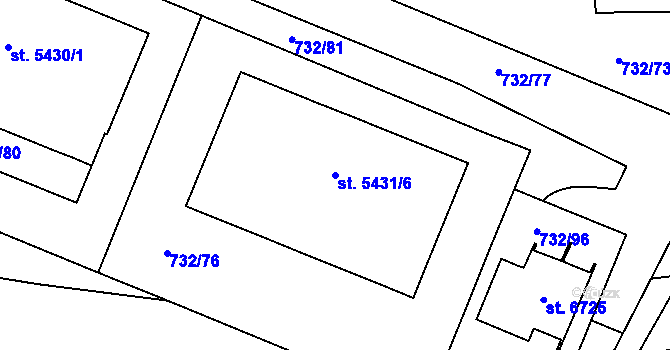 Parcela st. 5431/6 v KÚ Zlín, Katastrální mapa