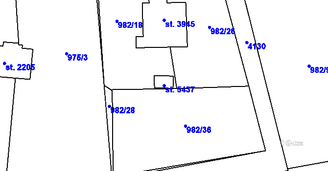 Parcela st. 5437 v KÚ Zlín, Katastrální mapa