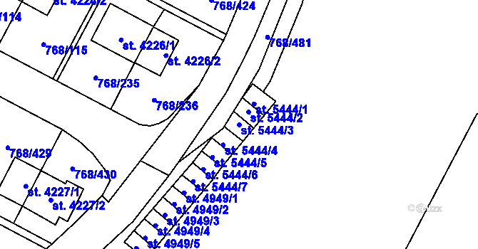 Parcela st. 5444/3 v KÚ Zlín, Katastrální mapa
