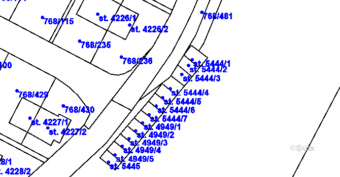 Parcela st. 5444/4 v KÚ Zlín, Katastrální mapa