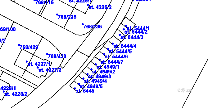 Parcela st. 5444/6 v KÚ Zlín, Katastrální mapa