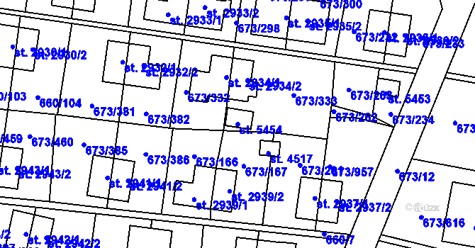 Parcela st. 5454 v KÚ Zlín, Katastrální mapa