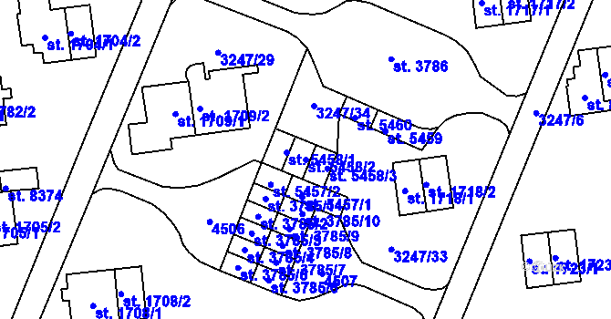 Parcela st. 5458/2 v KÚ Zlín, Katastrální mapa