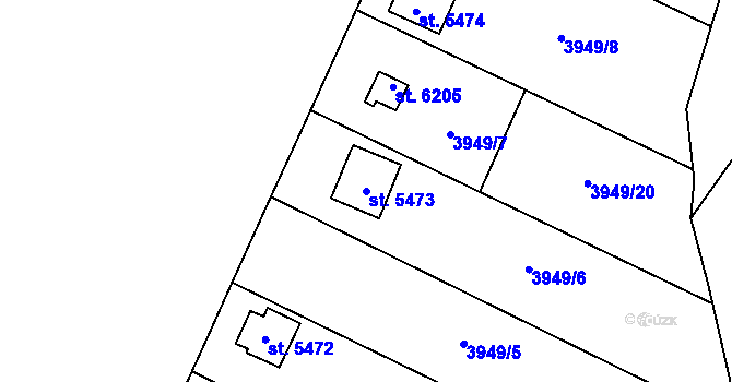 Parcela st. 5473 v KÚ Zlín, Katastrální mapa