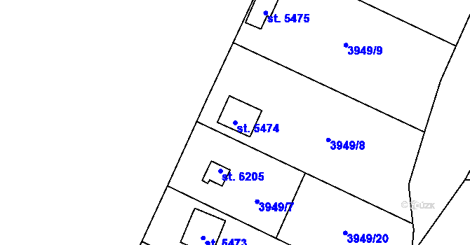 Parcela st. 5474 v KÚ Zlín, Katastrální mapa