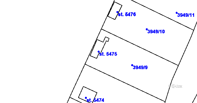 Parcela st. 5475 v KÚ Zlín, Katastrální mapa