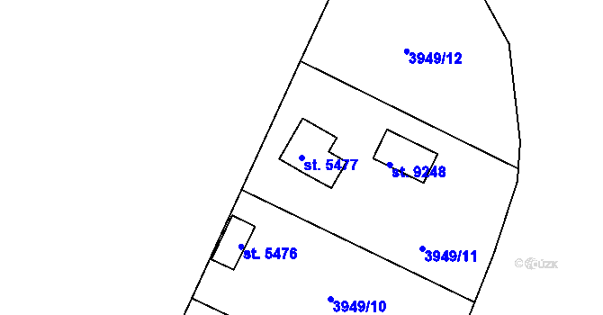 Parcela st. 5477 v KÚ Zlín, Katastrální mapa