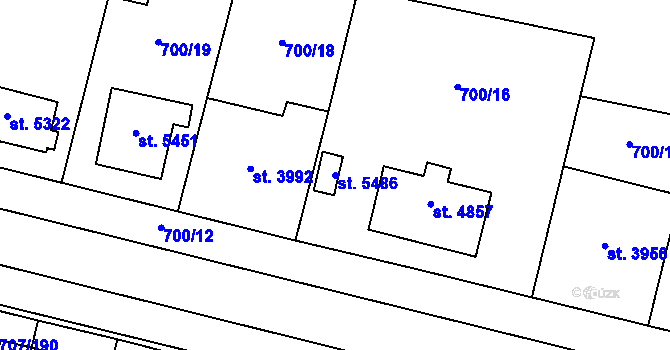 Parcela st. 5486 v KÚ Zlín, Katastrální mapa