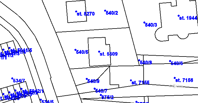 Parcela st. 5509 v KÚ Zlín, Katastrální mapa