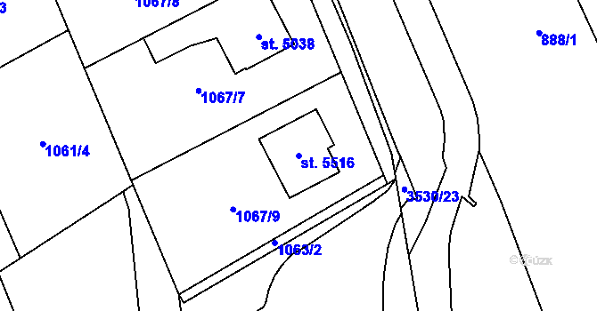 Parcela st. 5516 v KÚ Zlín, Katastrální mapa