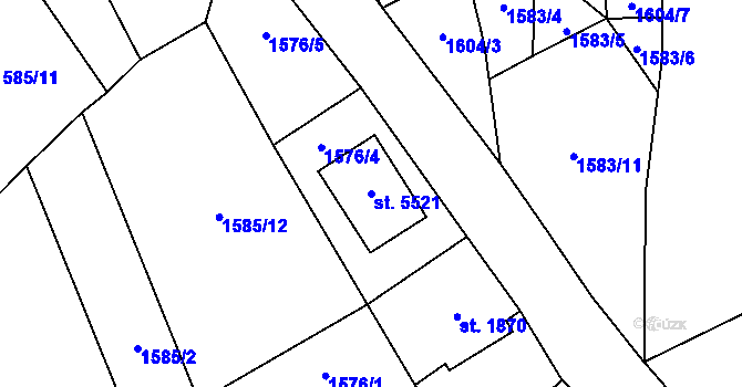 Parcela st. 5521 v KÚ Zlín, Katastrální mapa