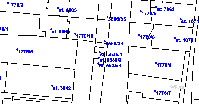 Parcela st. 5535/1 v KÚ Zlín, Katastrální mapa