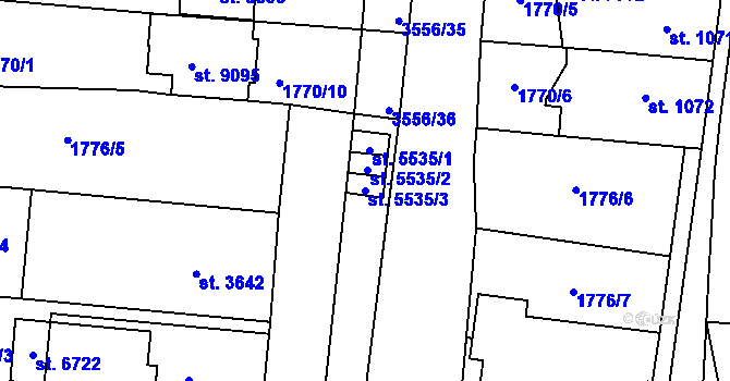 Parcela st. 5535/3 v KÚ Zlín, Katastrální mapa