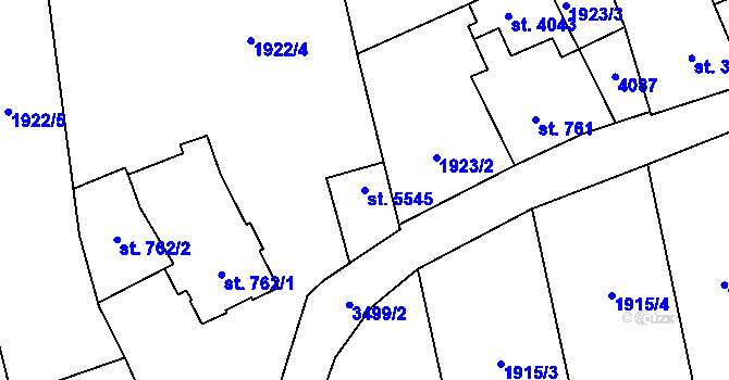Parcela st. 5545 v KÚ Zlín, Katastrální mapa