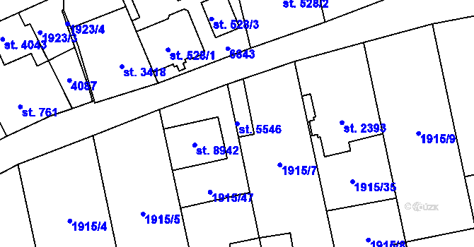 Parcela st. 5546 v KÚ Zlín, Katastrální mapa