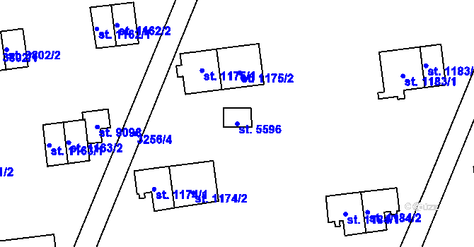 Parcela st. 5596 v KÚ Zlín, Katastrální mapa