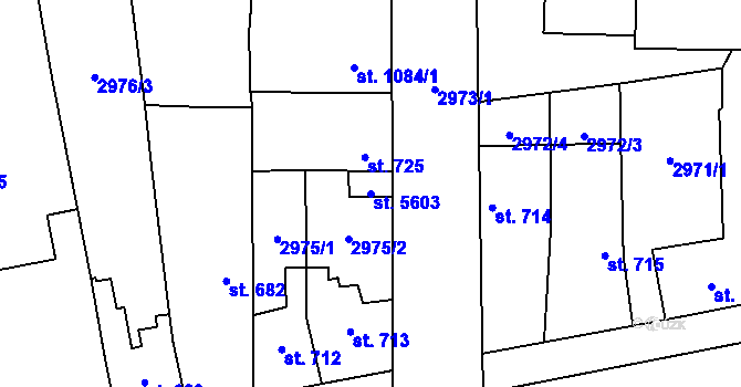 Parcela st. 5603 v KÚ Zlín, Katastrální mapa