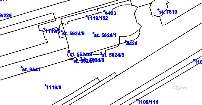 Parcela st. 5624/5 v KÚ Zlín, Katastrální mapa
