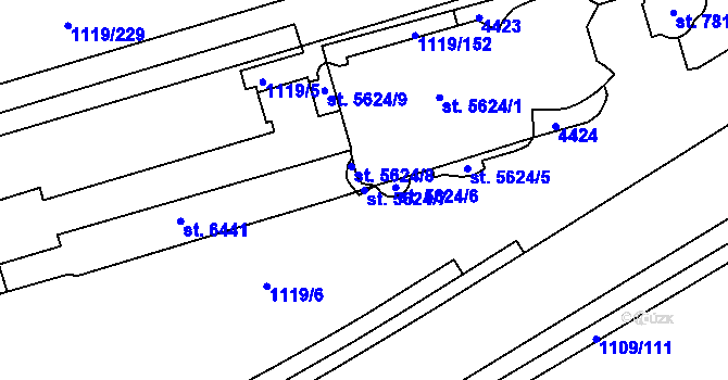 Parcela st. 5624/7 v KÚ Zlín, Katastrální mapa