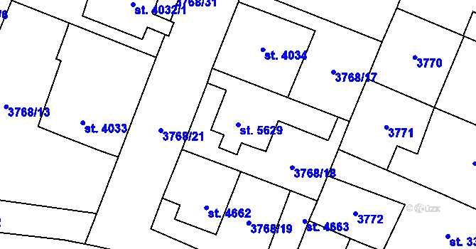Parcela st. 5629 v KÚ Zlín, Katastrální mapa