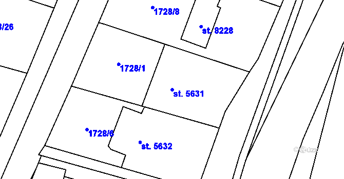 Parcela st. 5631 v KÚ Zlín, Katastrální mapa