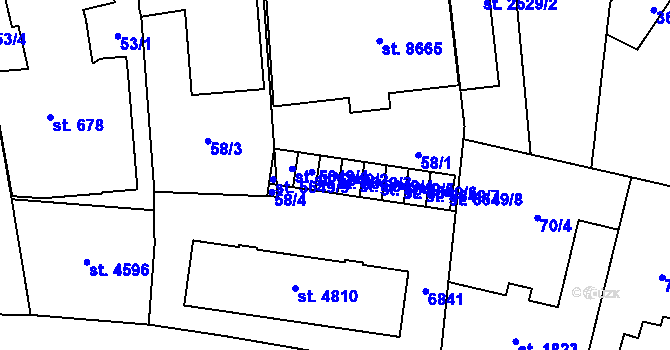 Parcela st. 5649/3 v KÚ Zlín, Katastrální mapa
