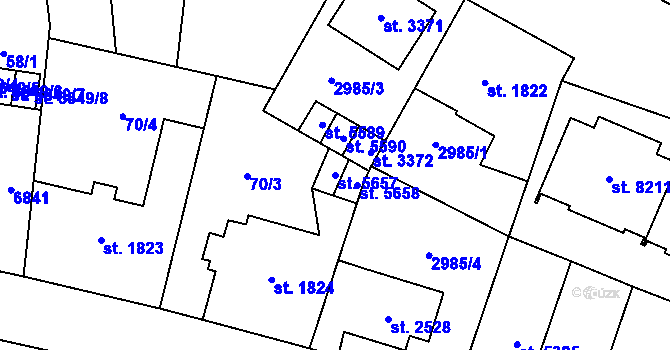 Parcela st. 5657 v KÚ Zlín, Katastrální mapa