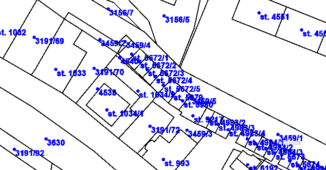 Parcela st. 5672/5 v KÚ Zlín, Katastrální mapa