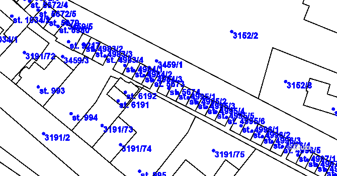Parcela st. 5674 v KÚ Zlín, Katastrální mapa