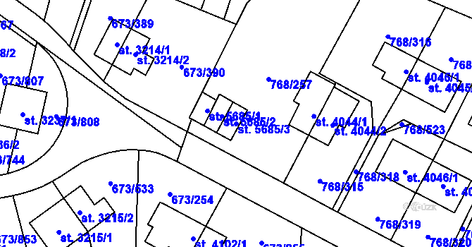 Parcela st. 5685/3 v KÚ Zlín, Katastrální mapa
