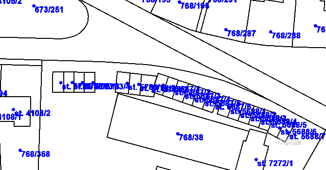 Parcela st. 5687/1 v KÚ Zlín, Katastrální mapa