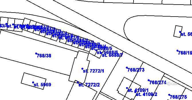 Parcela st. 5688/6 v KÚ Zlín, Katastrální mapa