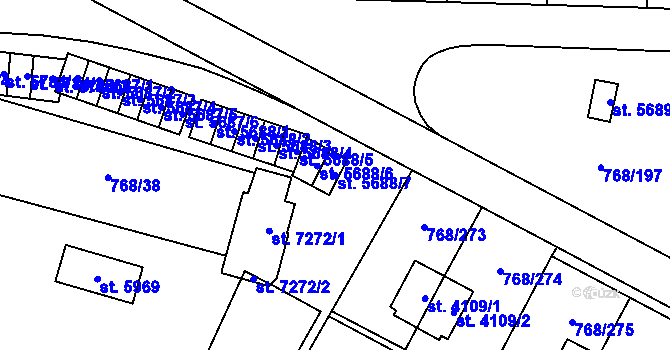 Parcela st. 5688/7 v KÚ Zlín, Katastrální mapa