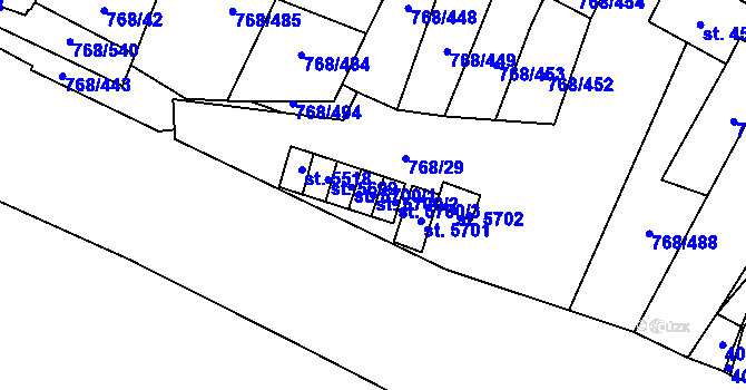 Parcela st. 5700/2 v KÚ Zlín, Katastrální mapa
