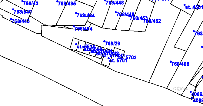 Parcela st. 5700/3 v KÚ Zlín, Katastrální mapa