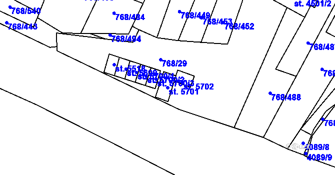 Parcela st. 5701 v KÚ Zlín, Katastrální mapa