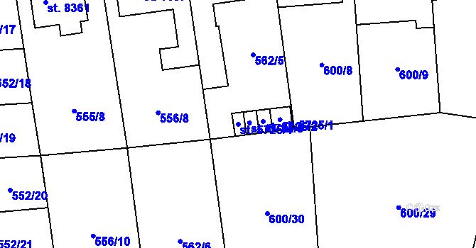 Parcela st. 5725/4 v KÚ Zlín, Katastrální mapa