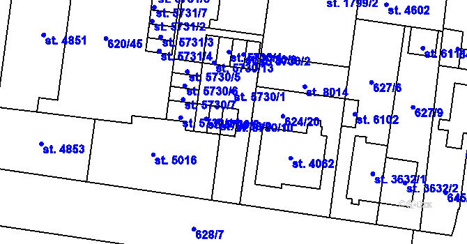 Parcela st. 5730/10 v KÚ Zlín, Katastrální mapa