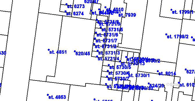 Parcela st. 5731/3 v KÚ Zlín, Katastrální mapa