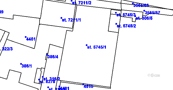 Parcela st. 5745/1 v KÚ Zlín, Katastrální mapa