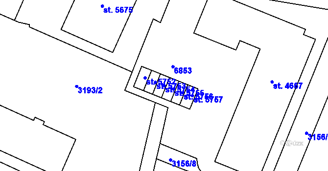 Parcela st. 5754 v KÚ Zlín, Katastrální mapa