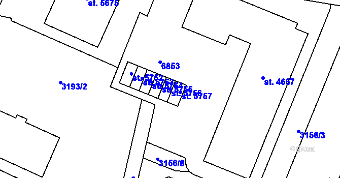 Parcela st. 5756 v KÚ Zlín, Katastrální mapa