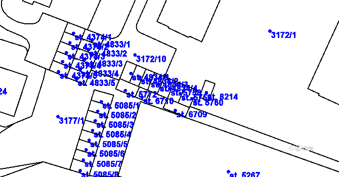 Parcela st. 5758 v KÚ Zlín, Katastrální mapa