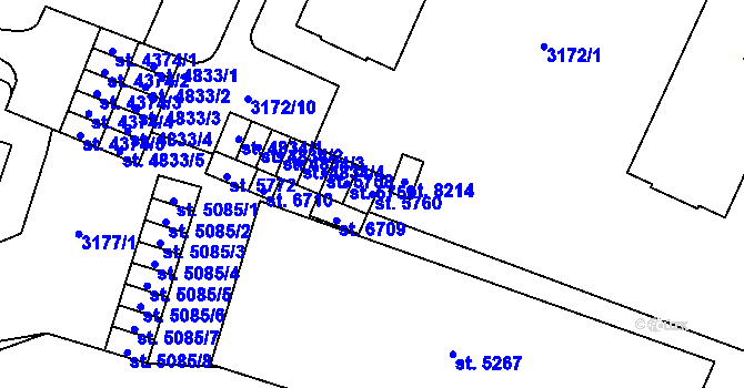 Parcela st. 5760 v KÚ Zlín, Katastrální mapa