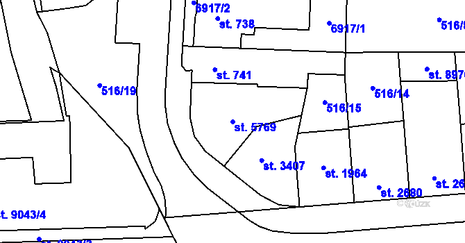 Parcela st. 5769 v KÚ Zlín, Katastrální mapa