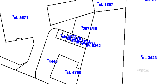 Parcela st. 5773 v KÚ Zlín, Katastrální mapa